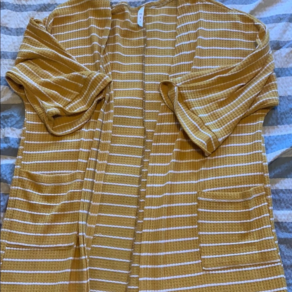 Mustard Yellow and white striped Tunic Size L